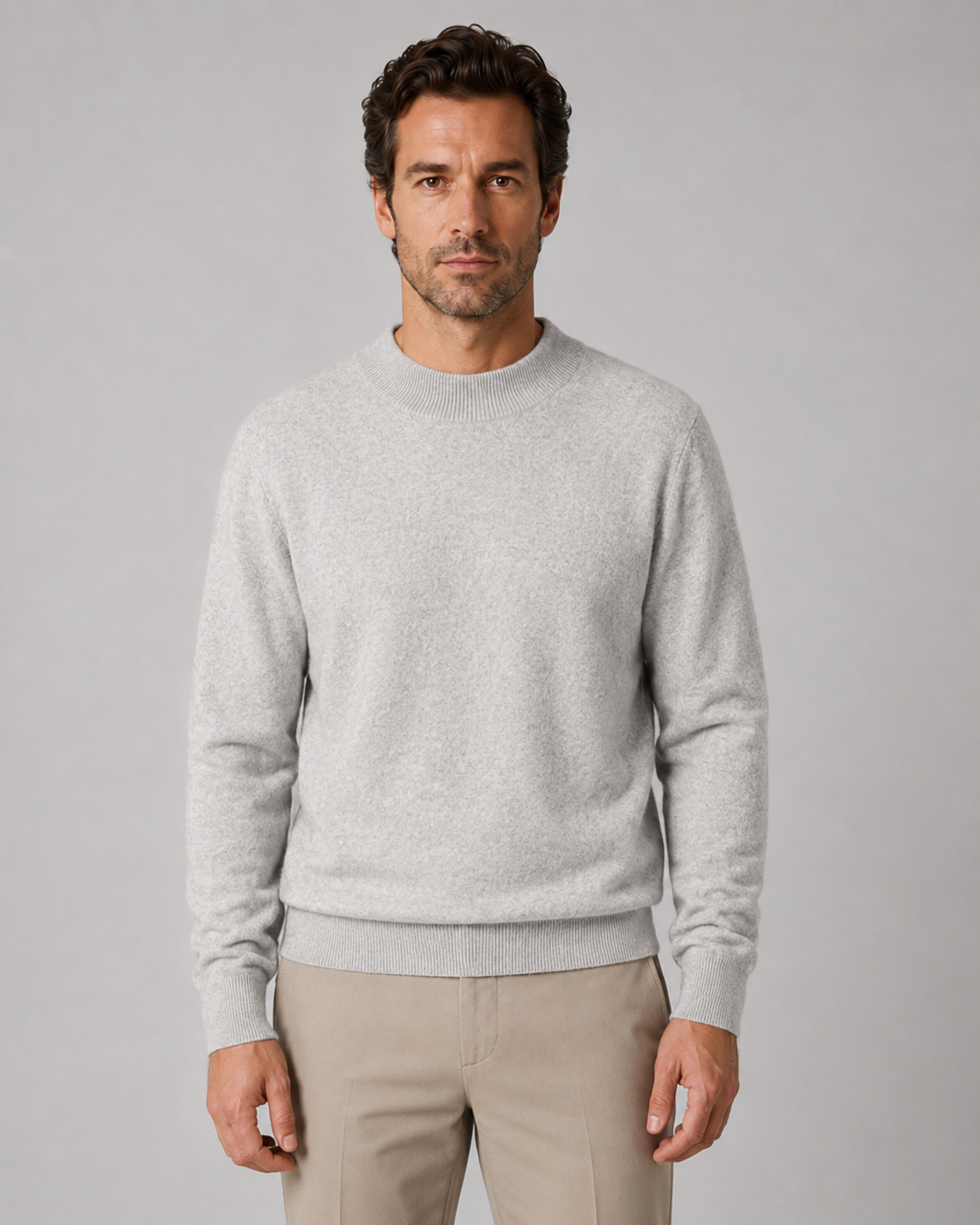 Men's Wool Crew Neck Sweater Lightweight Fine Knit Classic