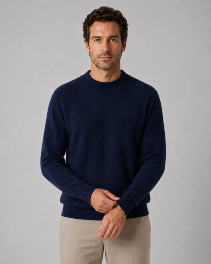 Men's Wool Crew Neck Sweater Lightweight Fine Knit Classic