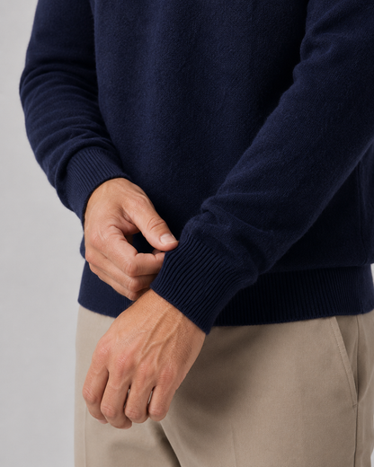 Men's Wool Crew Neck Sweater Lightweight Fine Knit Classic