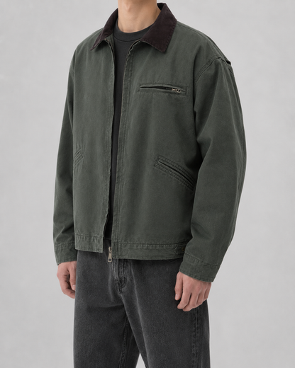 Men's Barn Jacket - Cotton Canvas Corduroy Collar