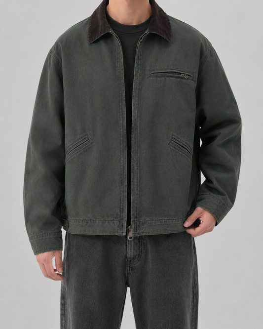 Men's Barn Jacket - Cotton Canvas Corduroy Collar