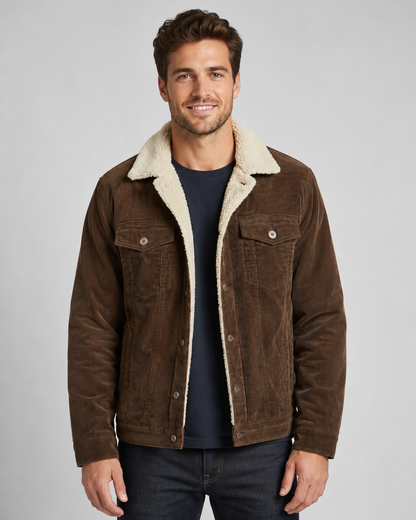 Men's Corduroy Trucker Jacket - Sherpa Collar Regular Fit