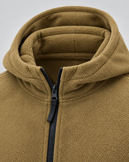 Men's Fleece Hooded Jacket – Full Zip Multi-Pocket Regular Fit
