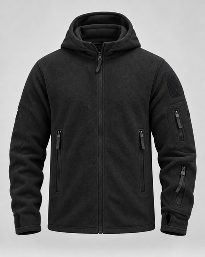 Men's Fleece Hooded Jacket – Full Zip Multi-Pocket Regular Fit