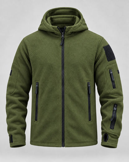 Men's Fleece Hooded Jacket – Full Zip Multi-Pocket Regular Fit