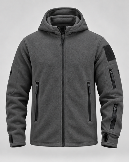 Men's Fleece Hooded Jacket – Full Zip Multi-Pocket Regular Fit