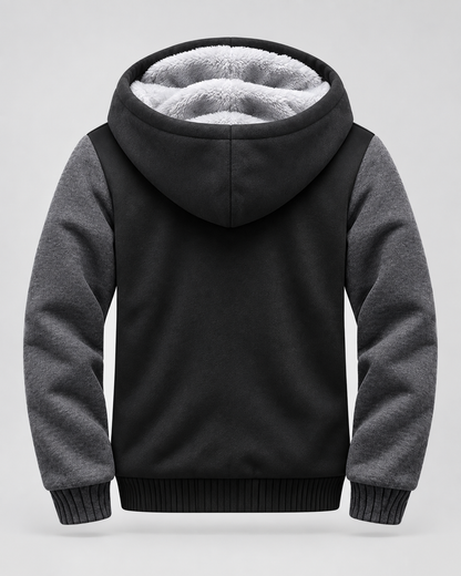 Men's Fleece-Lined Hooded Zip Jacket – Contrast Sleeve Regular Fit