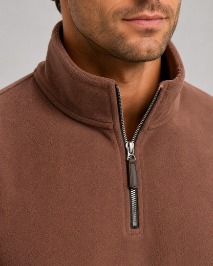 Men's Fleece Quarter Zip Pullover - Stand Collar Regular Fit