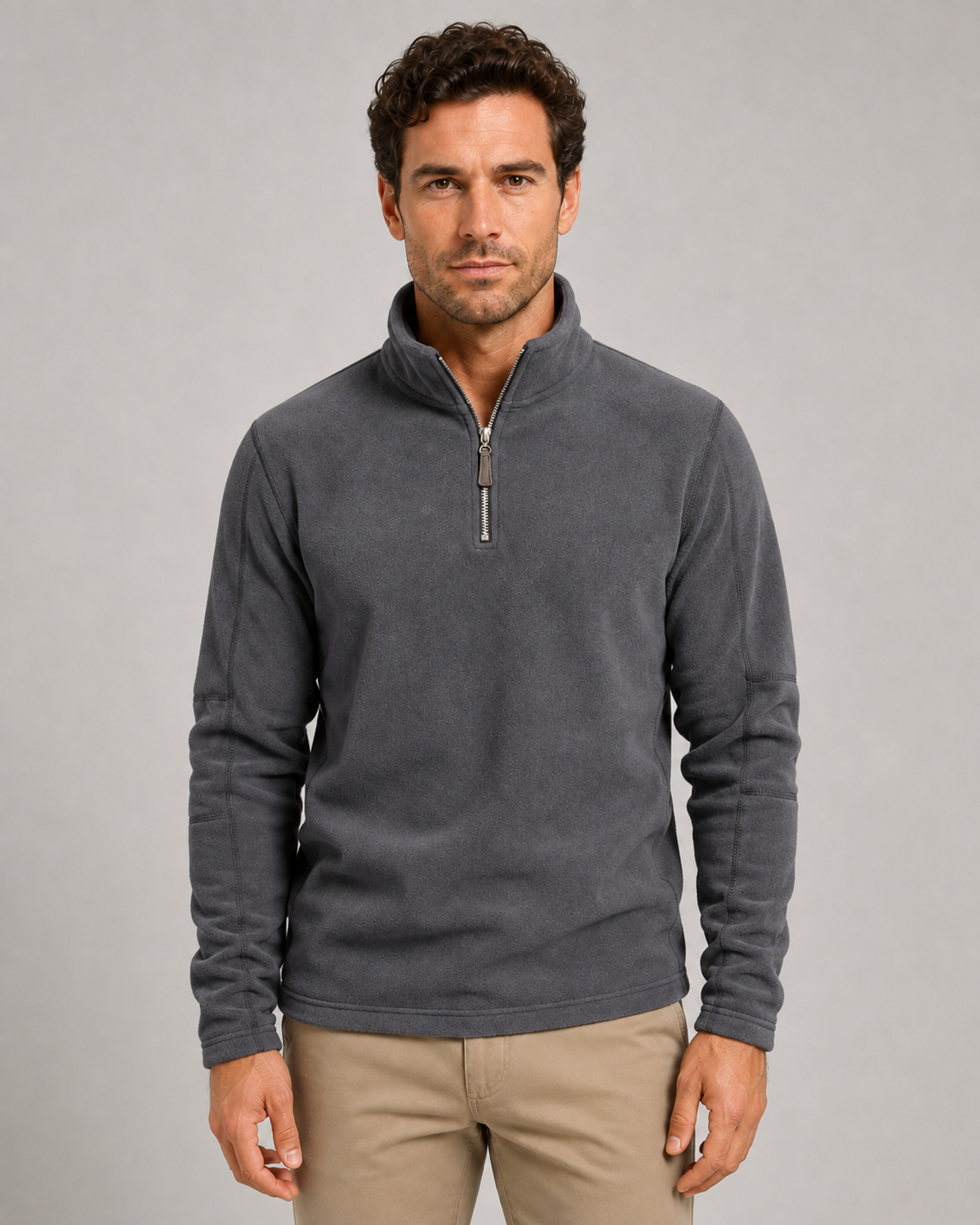 Men's Fleece Quarter Zip Pullover - Stand Collar Regular Fit