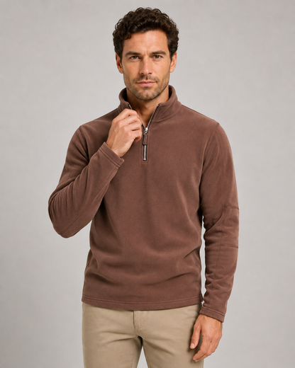 Men's Fleece Quarter Zip Pullover - Stand Collar Regular Fit