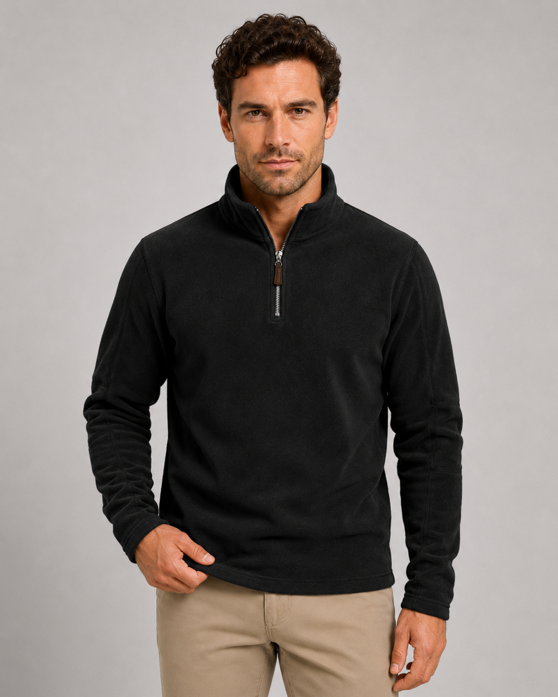 Men's Fleece Quarter Zip Pullover - Stand Collar Regular Fit