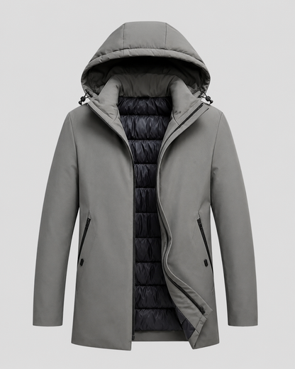 Men's Hooded Insulated Parka with Quilted Lining