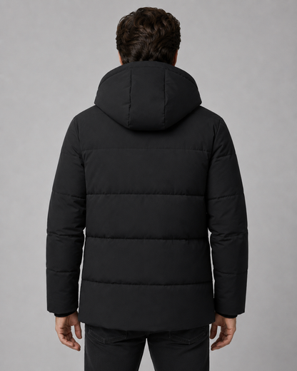 Men's Hooded Puffer Jacket – Quilted Plush-Lined Regular Fit