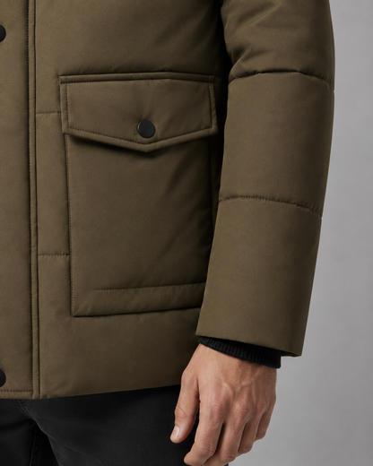 Men's Hooded Puffer Jacket – Quilted Plush-Lined Regular Fit