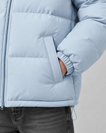 Men's Hooded Puffer Jacket - Quilted Relaxed Fit Drawcord Hem