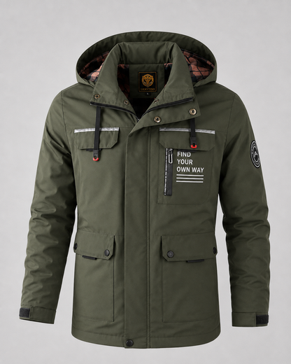 Men's Hooded Winter Parka - Utility Pockets Regular Fit