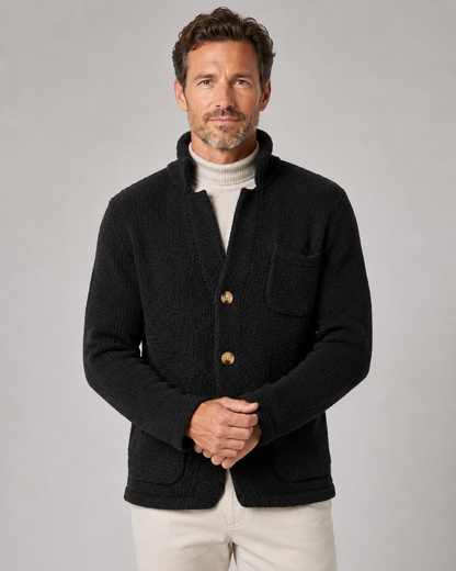 Men's Knitted Button Cardigan - Stand Collar Regular Fit