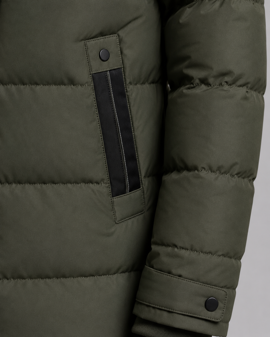 Men's Long Padded Parka - Hooded Quilted Design