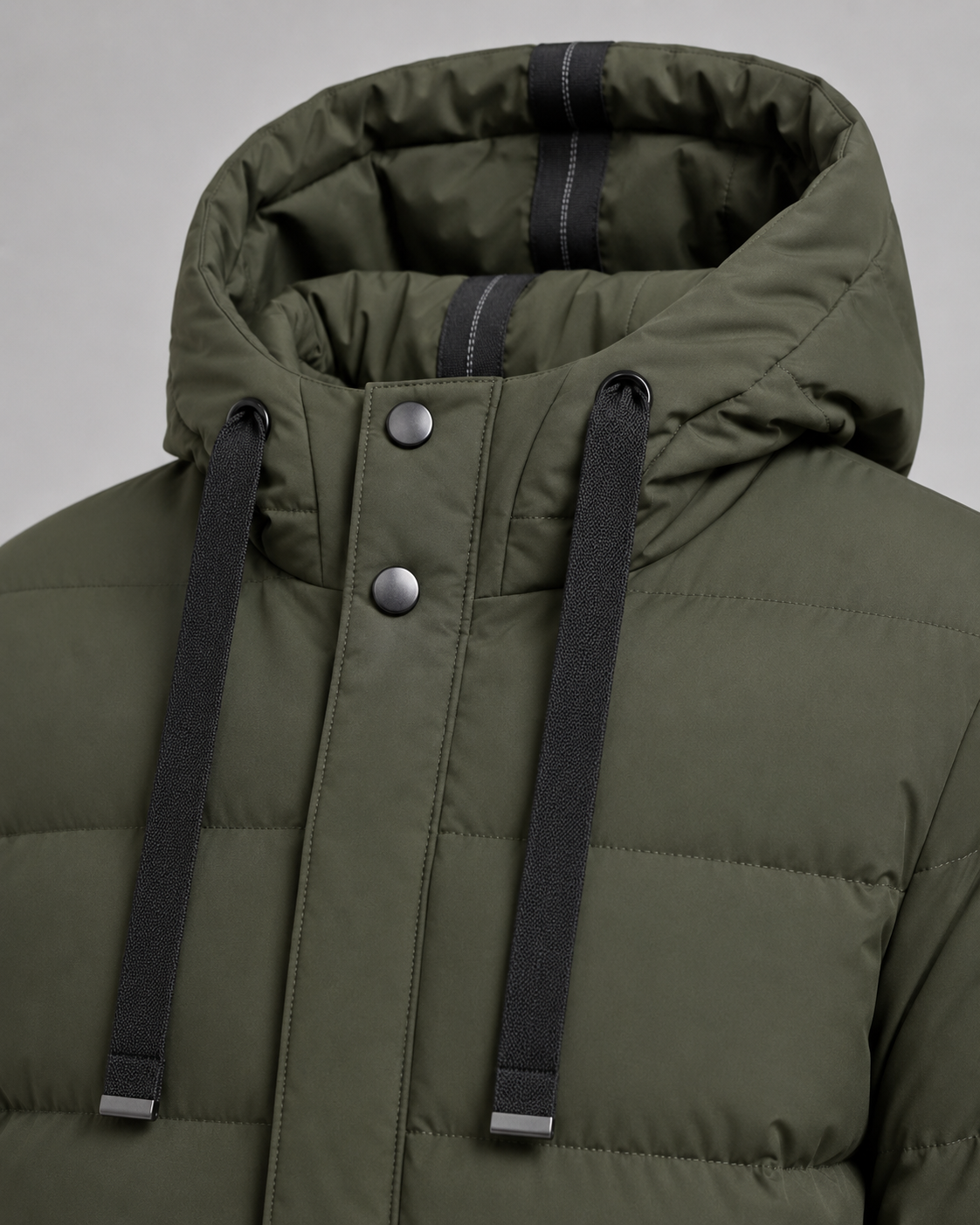 Men's Long Padded Parka - Hooded Quilted Design