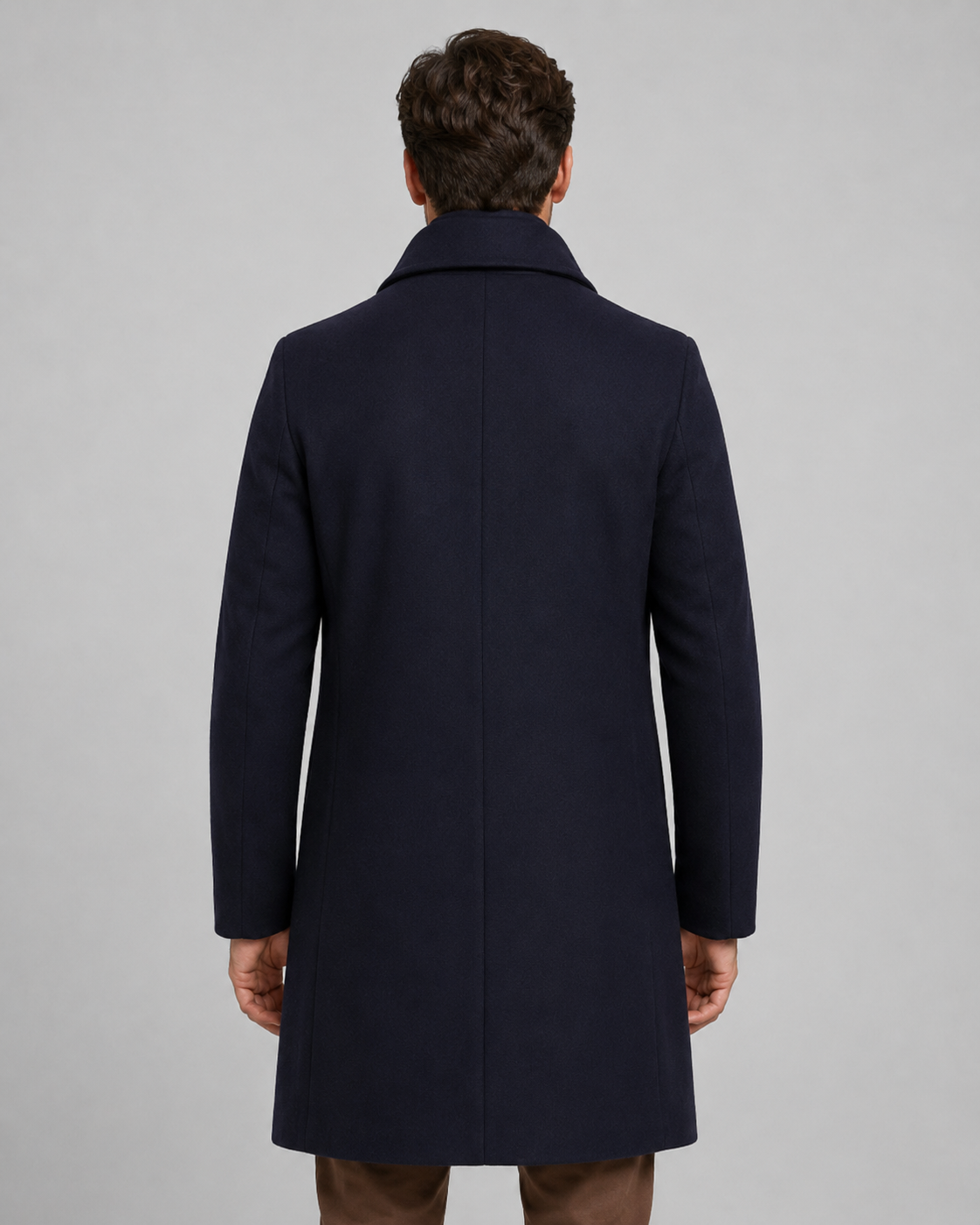 Men's Long Single-Breasted Overcoat - Notch Lapel Tailored Fit