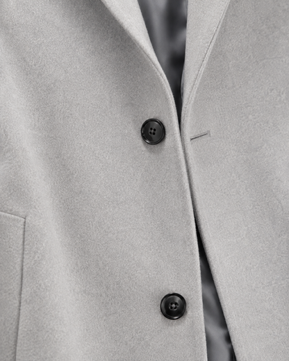Men's Long Single-Breasted Overcoat - Notch Lapel Tailored Fit