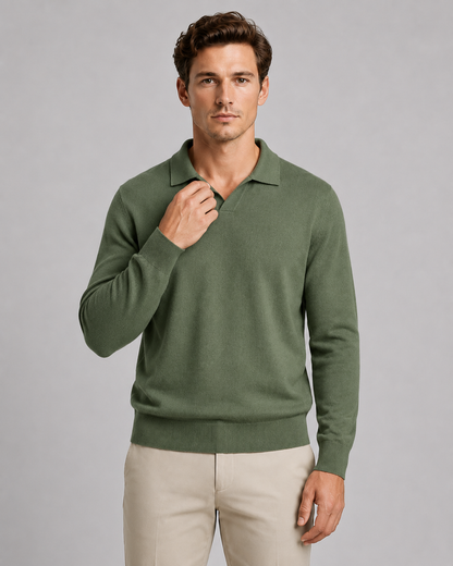 Men's Open-Collar Knitted Polo