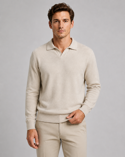 Men's Open-Collar Knitted Polo
