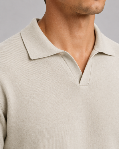 Men's Open-Collar Knitted Polo