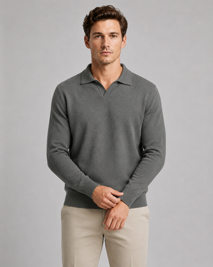 Men's Open-Collar Knitted Polo