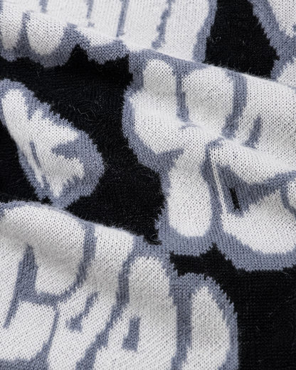 Men's Oversized Graphic Knit Sweater - Graffiti Drop Shoulder Fit