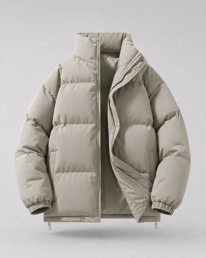 Men's Oversized Winter Puffer Jacket with Stand Collar