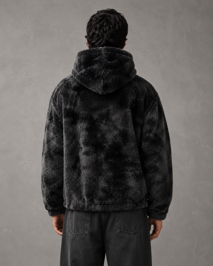 Men's Plush Hooded Zip Jacket - Relaxed Fit Streetwear