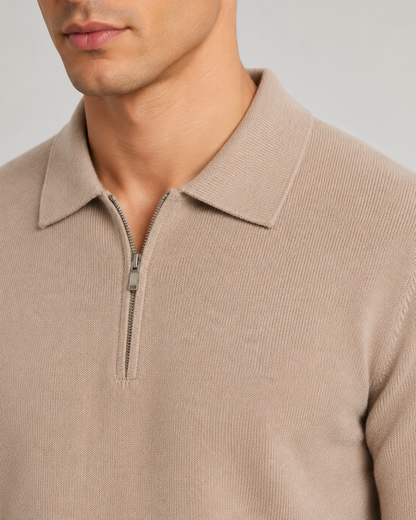 Men's Quarter-Zip Knitted Polo