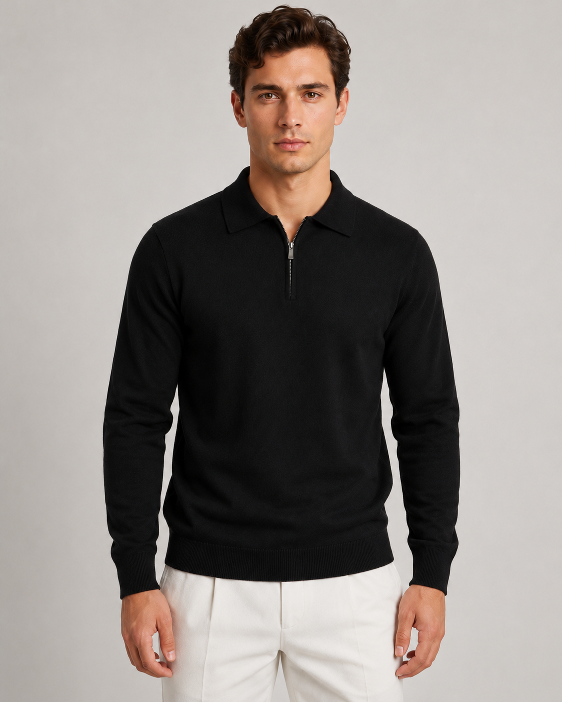 Men's Quarter-Zip Knitted Polo