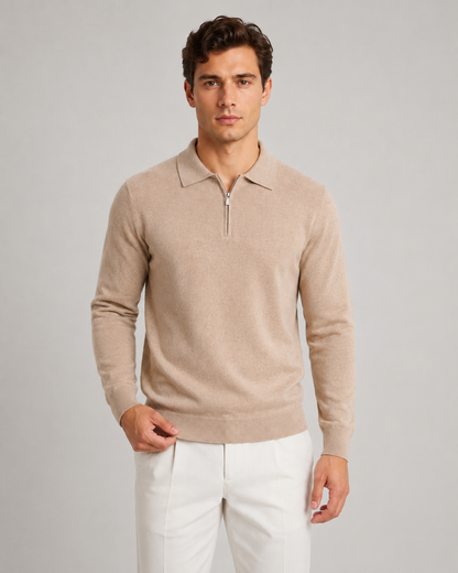 Men's Quarter-Zip Knitted Polo