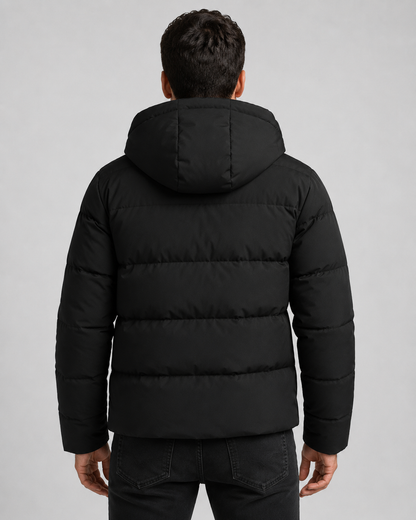 Men's Hooded Winter Puffer Jacket with Zip Pockets