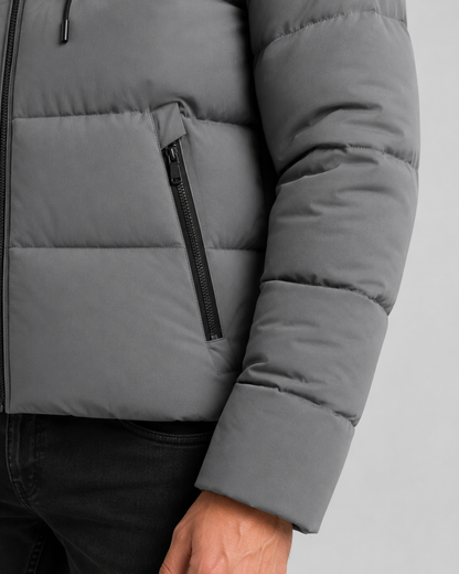 Men's Hooded Winter Puffer Jacket with Zip Pockets