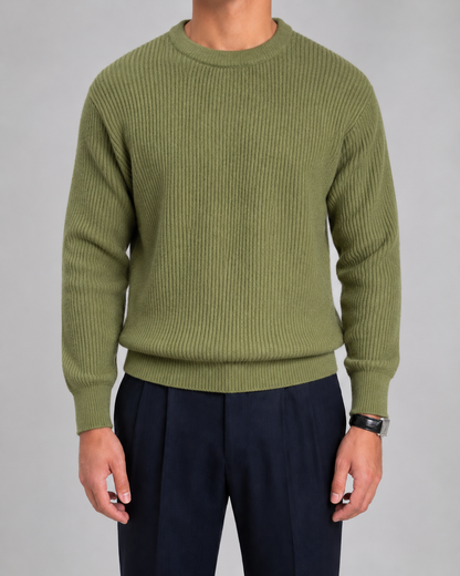 Men's Ribbed Knit Crewneck Sweater