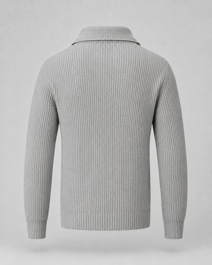 Men's Ribbed Quarter Zip Sweater - Collared Regular Fit