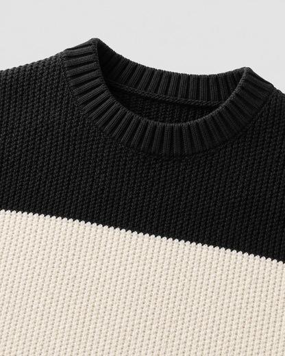 Men's Striped Knit Crew Neck Sweater - Relaxed Fit