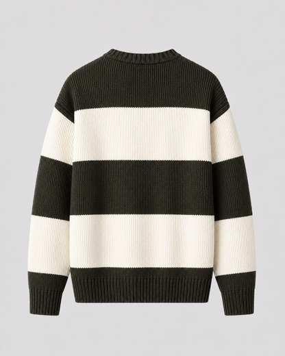 Men's Striped Knit Crew Neck Sweater - Relaxed Fit