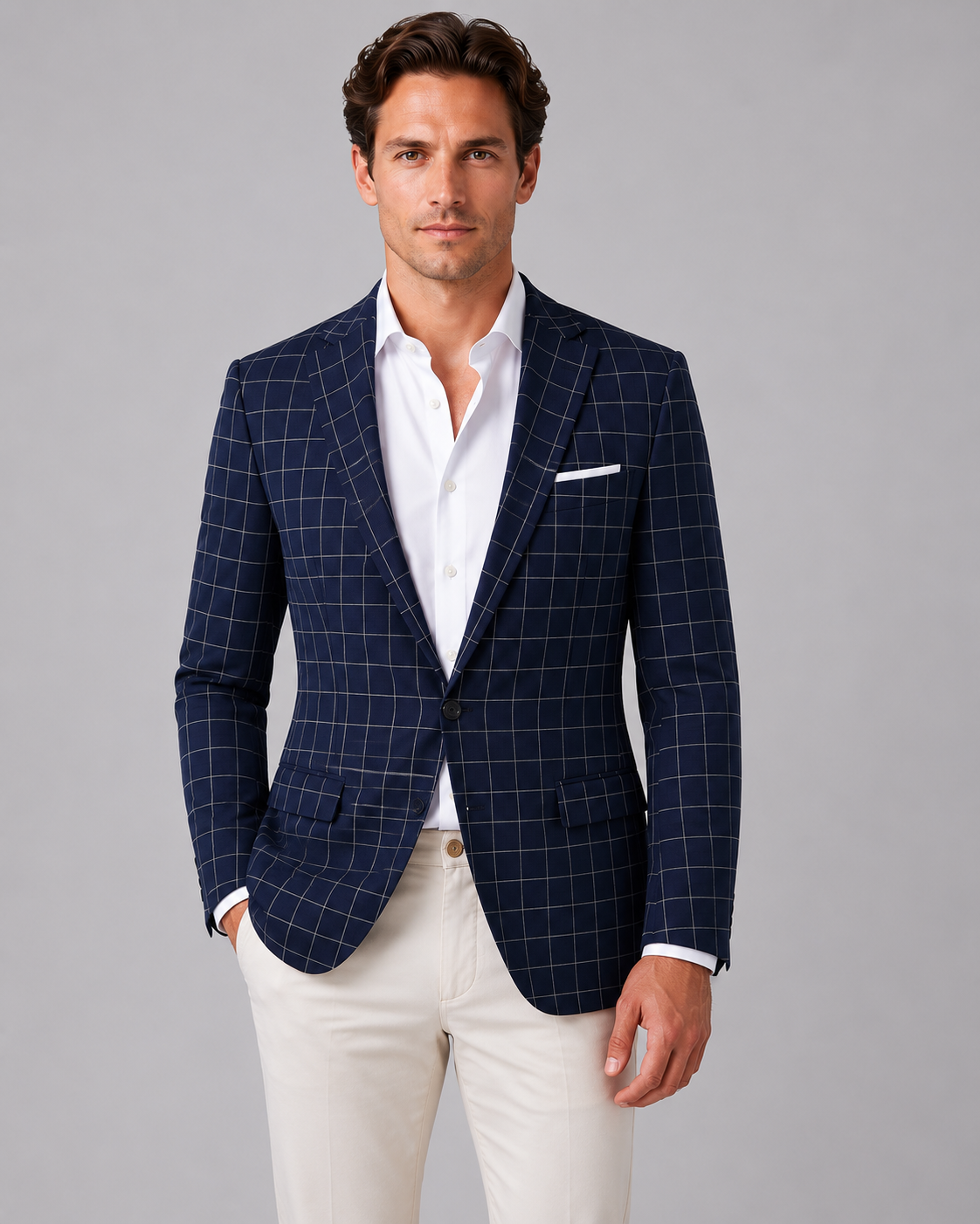 Men's Windowpane Check Blazer - Tailored Fit