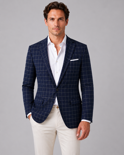 Men's Windowpane Check Blazer - Tailored Fit