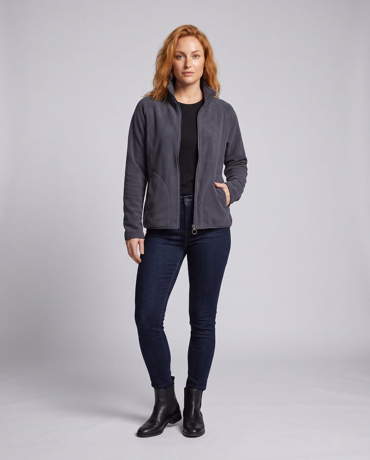 Men's Fleece Jacket with Stand-up Collar and Wind Protection