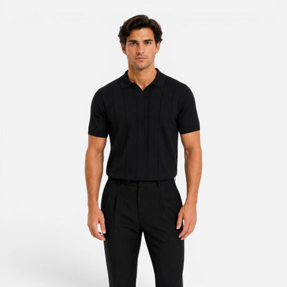 Men’s Knitted Polo Shirt Lightweight Breathable Slim Fit Summer
