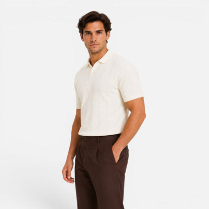 Men’s Knitted Polo Shirt Lightweight Breathable Slim Fit Summer