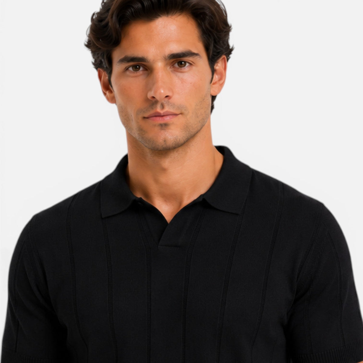 Men’s Knitted Polo Shirt Lightweight Breathable Slim Fit Summer