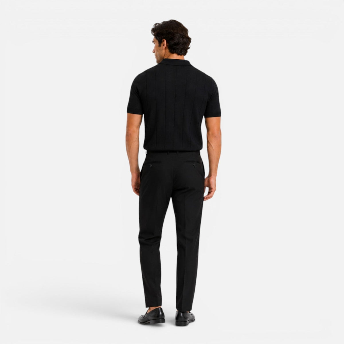 Men’s Knitted Polo Shirt Lightweight Breathable Slim Fit Summer