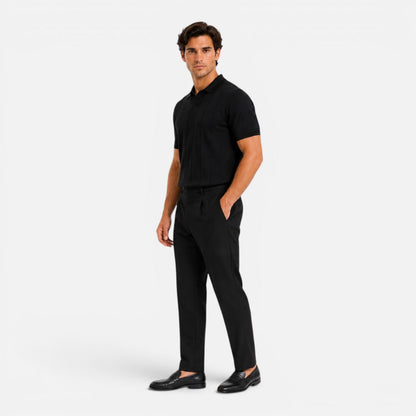 Men’s Knitted Polo Shirt Lightweight Breathable Slim Fit Summer