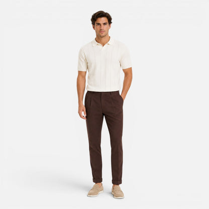 Men’s Knitted Polo Shirt Lightweight Breathable Slim Fit Summer